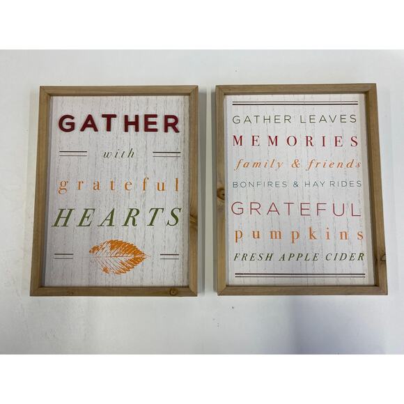 Home Decor FALL 2 Frame Set 12 x 9.5 Wooden Frame Set Fall or Thanksgiving - Picture 1 of 4